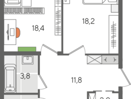 Продается 3-комнатная квартира ЖК Рекорд 2, литера 2, 101.9 м², 18831120 рублей