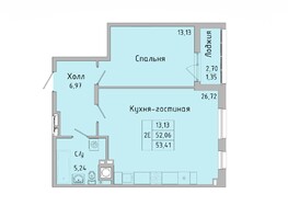 Продается 2-комнатная квартира ЖК Пальмира 2.0, секция 45, 52.55  м², 5880527 рублей