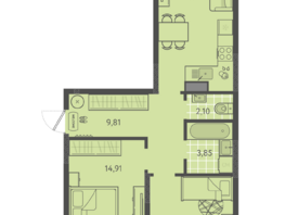 Продается 2-комнатная квартира ЖК Теплые края, литер 8, 60.17  м&sup2;, 6919550 рублей
