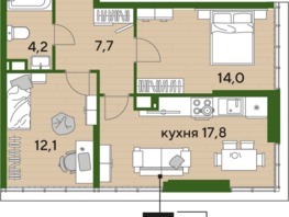 Продается 2-комнатная квартира ЖК DOGMA PARK (Догма парк), литера 20, 55.8 м², 7874496 рублей