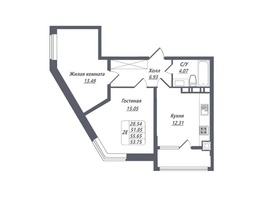 Продается 2-комнатная квартира ЖК Источник, корп. 15-17, 53.75  м²