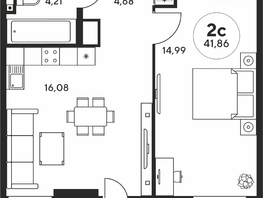 Продается 2-комнатная квартира ЖК Гринсайд, 5.1-5.5, 41.85 м², 7170000 рублей
