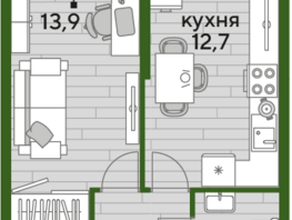 Продается 1-комнатная квартира ЖК DOGMA PARK (Догма парк), литера 16, 37.9 м², 6072717 рублей