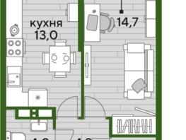 Продается 1-комнатная квартира ЖК DOGMA PARK (Догма парк), литера 16, 38.4 м², 6502810 рублей
