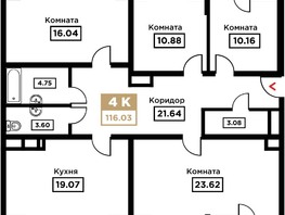 Продается 4-комнатная квартира ЖК Сердце, 116.03  м², 37709750 рублей