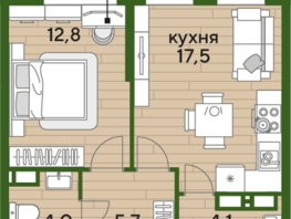 Продается 1-комнатная квартира ЖК DOGMA PARK (Догма парк), литера 1, 44.1 м², 8207010 рублей
