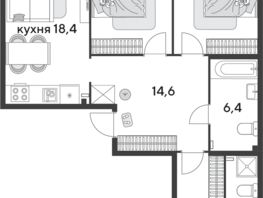 Продается 3-комнатная квартира ЖК Парк Победы 2, литера 31, 93.4 м², 12851840 рублей