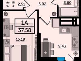 Продается 1-комнатная квартира ЖК Легенда Ростова, литер 12, 37.58  м², 5411520 рублей