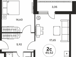 Продается 2-комнатная квартира ЖК Гринсайд, 5.1-5.5, 45.52  м², 6280000 рублей