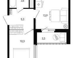 Продается 1-комнатная квартира ЖК 5 элемент Аске, лит 5-12 стр.2, сек.3,4,5,6, 34.8  м², 5171280 рублей