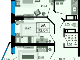 Продается 3-комнатная квартира ЖК Royal Towers (Роял Тауэрс), литер 1, 72.04 м², 10301720 рублей
