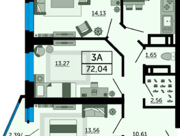 Продается 3-комнатная квартира ЖК Royal Towers (Роял Тауэрс), литер 1, 72.04  м², 9869480 рублей