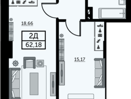 Продается 2-комнатная квартира ЖК Сердце Ростова 2, литер 8, 62.12  м², 8324080 рублей