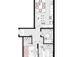 Продается 2-комнатная квартира ЖК Песчаный, литер 1, 54.1  м², 13525000 рублей