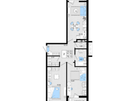 Продается 2-комнатная квартира ЖК Резиденция морей, корпус В, 75.13  м², 17242335 рублей