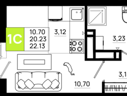 Продается Студия ЖК Октябрь Парк, 6.2, 22.13 м², 3385890 рублей