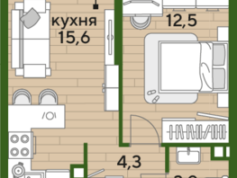 Продается 1-комнатная квартира ЖК DOGMA PARK (Догма парк), литера 16, 36.3 м², 6278811 рублей