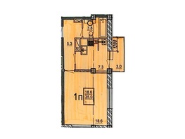 Продается 1-комнатная квартира ЖК Пестова 7, 35  м²