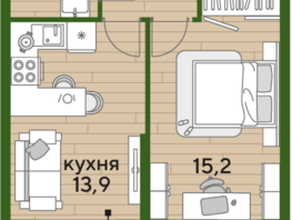Продается 1-комнатная квартира ЖК DOGMA PARK (Догма парк), литера 16, 39.8 м², 6006616 рублей