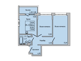 Продается 2-комнатная квартира ЖК Луна, 59.67  м², 7335792 рублей