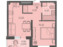 Продается 1-комнатная квартира ЖК Теплые края, литер 8, 32.76  м&sup2;, 4422600 рублей