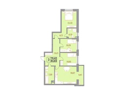 Продается 3-комнатная квартира ЖК Зеленый город, 83.83  м²