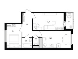 Продается 2-комнатная квартира ЖК 5 элемент Аске, лит 5-11 стр.2, сек.5,6, 52.3  м², 5501960 рублей