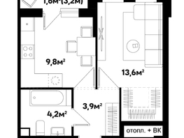 Продается 1-комнатная квартира ЖК Sport Village (Спорт деревня), 2.1, 33.1  м², 6565000 рублей