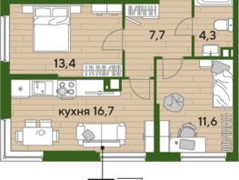 Продается 2-комнатная квартира ЖК DOGMA PARK (Догма парк), литера 16, 53.7 м², 7315229 рублей
