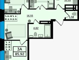 Продается 3-комнатная квартира ЖК Легенда Ростова, литер 11, 86.31  м², 10702440 рублей