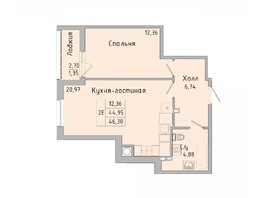 Продается 2-комнатная квартира ЖК Пальмира 2.0, секция 45, 46.3  м², 5099694 рублей