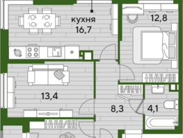 Продается 3-комнатная квартира ЖК DOGMA PARK (Догма парк), литера 16, 70 м², 9723840 рублей