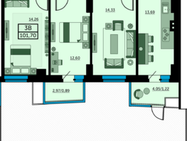 Продается 3-комнатная квартира ЖК Сердце Ростова 2, литер 6, 101.7  м², 10170000 рублей