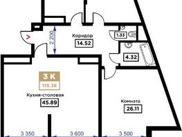 Продается 3-комнатная квартира ЖК Сердце, 119.38  м², 38798500 рублей