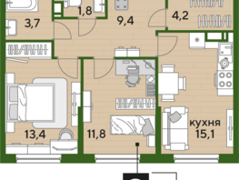 Продается 2-комнатная квартира ЖК DOGMA PARK (Догма парк), литера 22, 59.4 м², 7333287 рублей