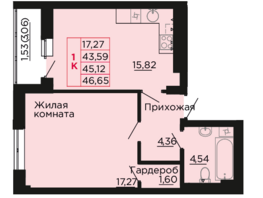 Продается 1-комнатная квартира ЖК Вишневый сад, дом 2.2, 45.12  м², 5549760 рублей