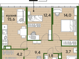 Продается 2-комнатная квартира ЖК DOGMA PARK (Догма парк), литера 16, 61.1 м², 8886384 рублей