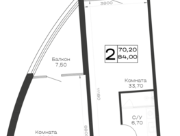 Продается 2-комнатная квартира ГК Хако, 84  м&sup2;, 21000000 рублей