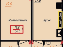 Продается 1-комнатная квартира ЖК Первый Речной, 50.6 м², 5800000 рублей