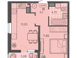 Продается 1-комнатная квартира ЖК Теплые края, литер 9, 36.45  м&sup2;, 4556250 рублей