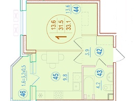 Продается 1-комнатная квартира ЖК Sport Village (Спорт деревня), 2.6, 33.1  м², 5593900 рублей