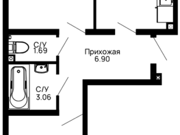 Продается 2-комнатная квартира ЖК Долина, Литер 3, 58.76 м², 6933680 рублей