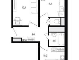 Продается 2-комнатная квартира ЖК 5 элемент Аске, лит 5-11 стр.1, сек.1,2,3,4, 45.1  м², 5944180 рублей