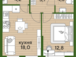 Продается 1-комнатная квартира ЖК DOGMA PARK (Догма парк), литера 22, 45 м², 6059340 рублей