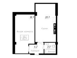 Продается 1-комнатная квартира ЖК Речной Бриз, 46.9  м&sup2;