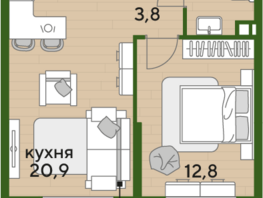Продается 1-комнатная квартира ЖК DOGMA PARK (Догма парк), литера 17, 41.6 м², 6951360 рублей
