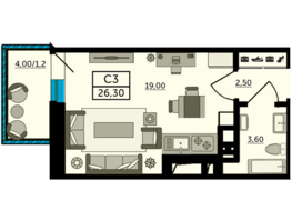 Продается Студия ЖК Грин Парк, литер 1, 26.4  м², 3722400 рублей