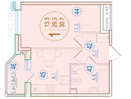 Продается 1-комнатная квартира ЖК Sport Village (Спорт деревня), 2.8, 30.7  м², 6100400 рублей