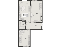 Продается 2-комнатная квартира ЖК Лето, литера 1.6, 63.5  м&sup2;, 8661000 рублей