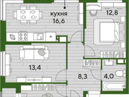 Продается 3-комнатная квартира ЖК DOGMA PARK (Догма парк), литера 1, 69.7 м², 9981040 рублей